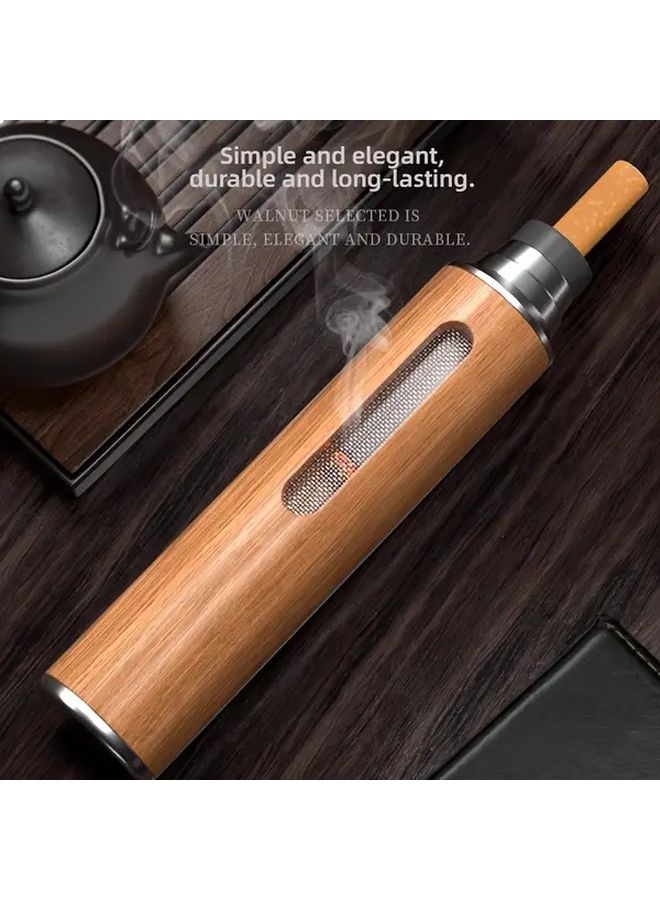 علبة سجائر سيارة عالية الجودة من خشب الجوز الأسود، محمولة وقابلة للغسل مع حماية من الدخان - Image 5